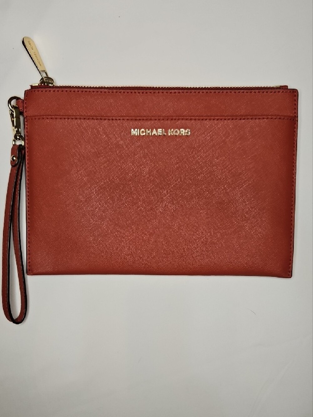Michael Kors Saffiano 9x6in. Leather Wristlet- Burnt Orange EUC - Picture 4 of 13